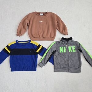 Boy's Nike Sweatshirt and Full Zip Jacket & Nautica Sweater Size 2T 24 Month